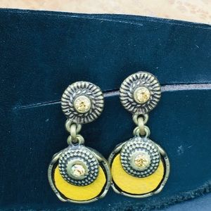 Handmade earrings with metal and leather